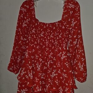FLORAL RED WOMEN'S DRESS